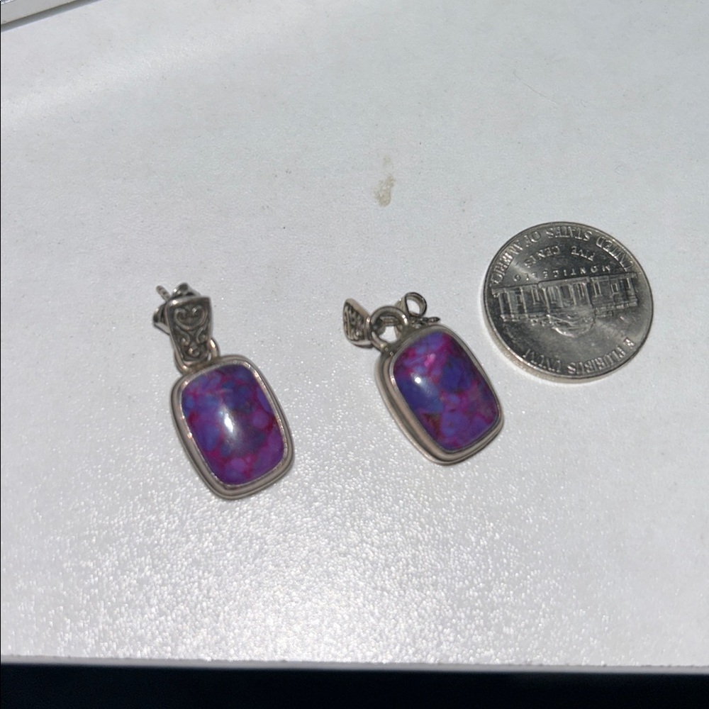 PURPLE Turquoise Purple Stone Silver Pendants